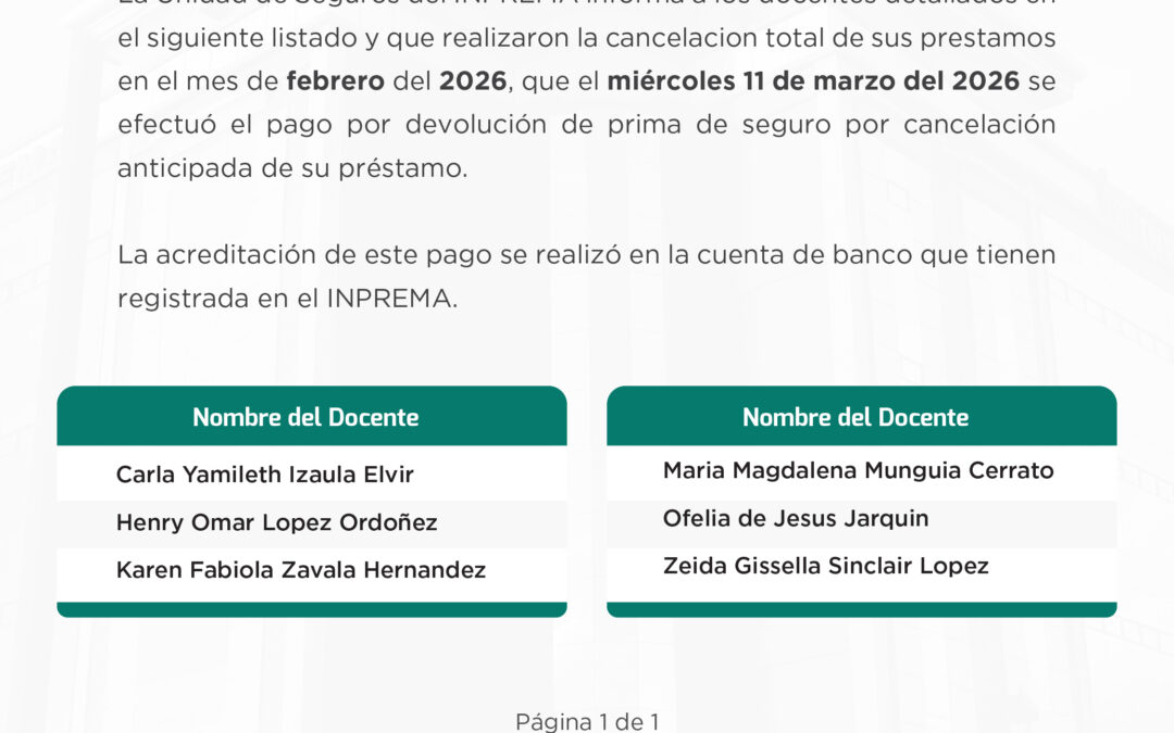 Aviso. Devolución de prima de seguro